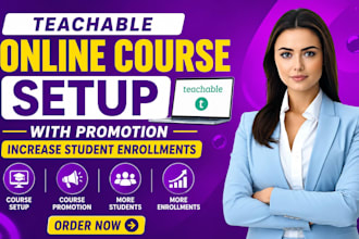 do teachable online course setup with promotion to increase student enrollments