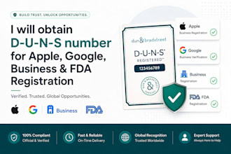 obtain d u n s number for apple, google, business and fda registration