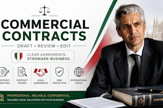 draft and review international commercial contracts and legal agreement in italy