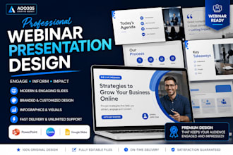 design a modern webinar presentation in powerpoint canva or google slides