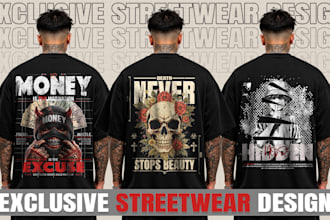 create streetwear urban t shirt design for your clothing brand