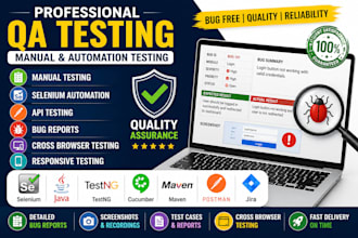 perform professional QA testing, manual testing, and selenium automation