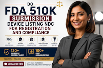 do fda 510k submission, device listing ndc fda registration and compliance