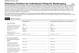 complete bankruptcy petitions for chapter 7 and chapter 13