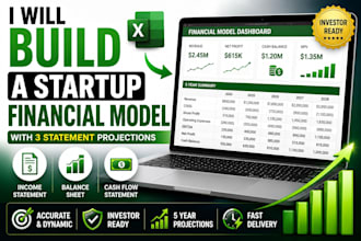 build a startup financial model with 3 statement projections