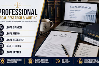 prepare legal opinion, legal memo, legal research, case studies, legal letter