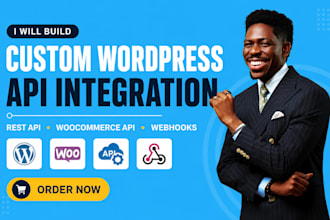build custom wordpress API integration, rest API, woocommerce API and webhooks