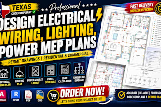 design electrical wiring, lighting, power mep plans in texas