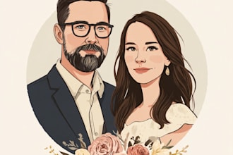 design couple portrait wedding portrait illustration