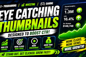 design eye catching reactions programming investing gaming youtube thumbnail CTR