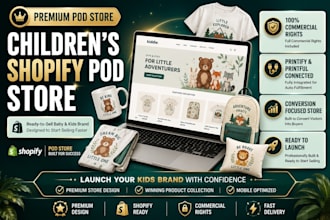 design print on demand custom children brand shopify store