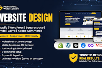 design shopify wordpress  squarespace jimdo carrd adobe commerce website design