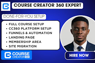 setup course creator 360 cc360, online community, sales funnel landing page