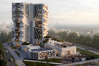 design mixed use development, commercial property 3d visualization