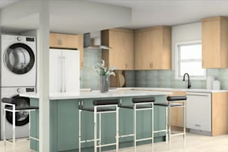 create kitchen, bath and closet design documentation and photorealistic renders