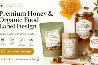 design premium honey jar labels and organic food packaging