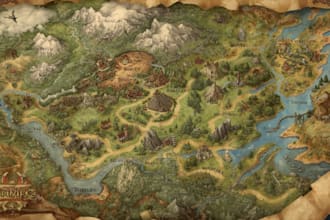 design fantasy world, regional city map cartography,