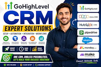 gohighlevel CRM zoho CRM hubspot CRM pipedrive crm salesforce mondaycom make com