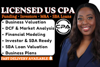 prepare a professional business valuation for startups, investors and sba loans