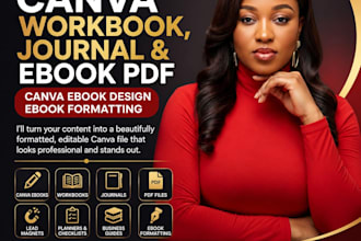 design canva ebook ,workbook, journal, ebook PDF ebook formatting canva template