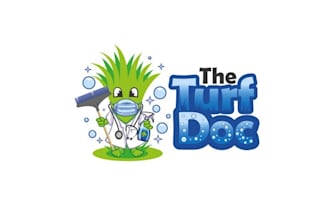 design a cool artificial grass cleaning and repair logo
