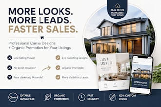 promote zillow, redfin, streeteasy listings and design canva property graphics