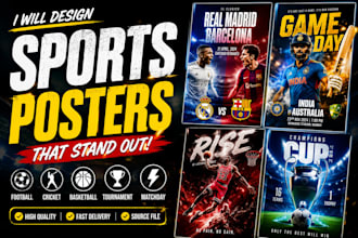 design eye catching sports posters for football cricket and basketball