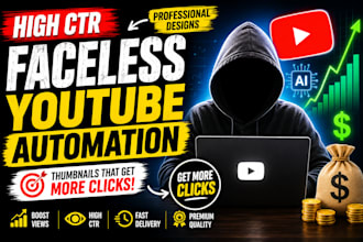 design high CTR faceless youtube automation thumbnails