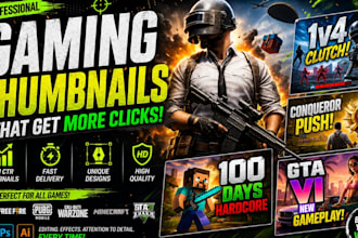 design professional gaming youtube thumbnails