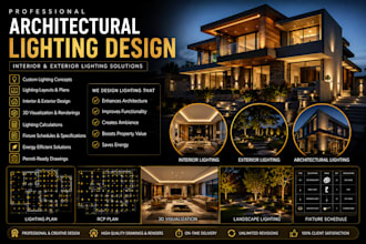 create professional interior and exterior architectural lighting design
