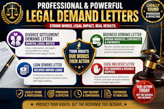 draft a divorce settlement demand letter and marital legal notice as an attorney