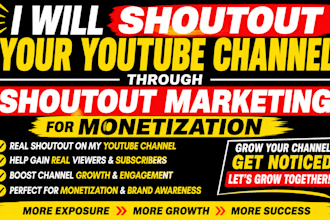 shoutout your youtube channel through shoutout marketing for monetization
