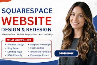 build update squarespace website design, redesign portfolio website, blog setup