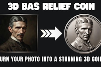 sculpt realistic 3d bas relief 3d coin model from 2d image for cnc 3d printing