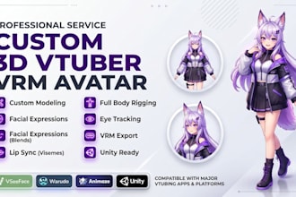 create custom 3d vtuber vrm avatar for vseeface warudo animaze unity with rig