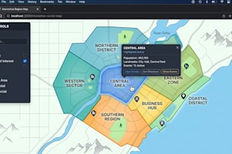 design interactive svg map, clickable map, website map and custom web vector map