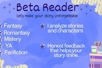 beta read your fantasy, romance, or ya novel