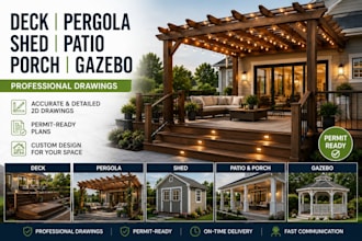 design deck pergola shed patio porch gazebo drawings