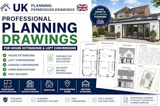 prepare UK planning permission drawings for house extensions and loft conversion