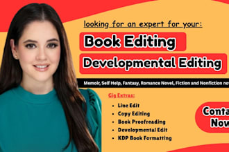 developmental edit, copy edit, format and proofread fiction, and christian book