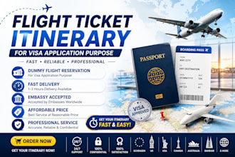 create a professional flight itinerary for visa application