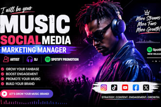 be your music social media marketing manager for artist, dj, spotify promotion