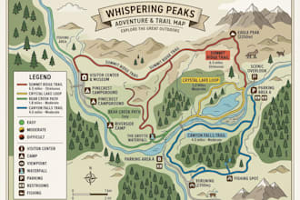 design hiking map travel map, trail map outdoor adventure location map