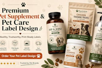 design premium pet supplement and pet care product labels