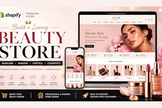 build luxury shopify beauty store for skincare, makeup, lipstick and cosmetics
