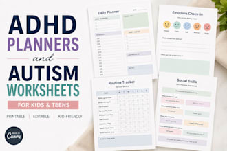 create adhd planners and autism worksheets for kids and teens