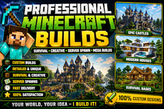 professionally build survival or creative minecraft builds