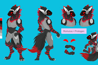 draw custom furry reference sheet, furry ref sheet, fursona anthro character art