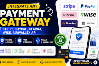 integrate any payment gateway, stripe, paypal, klarna, wise, airwallex API