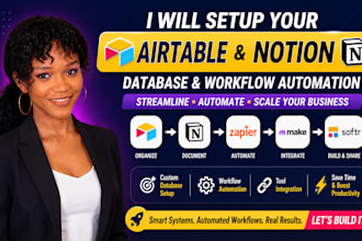 design airtable databases, notion workspaces, CRM trackers